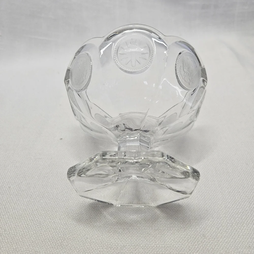 Fostoria Sherbet Dish Coin Clear Eagle Centennial 1886 Footed Glass Dessert Bowl